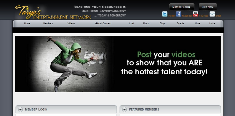 Screenshot of TarynsNetwork.com